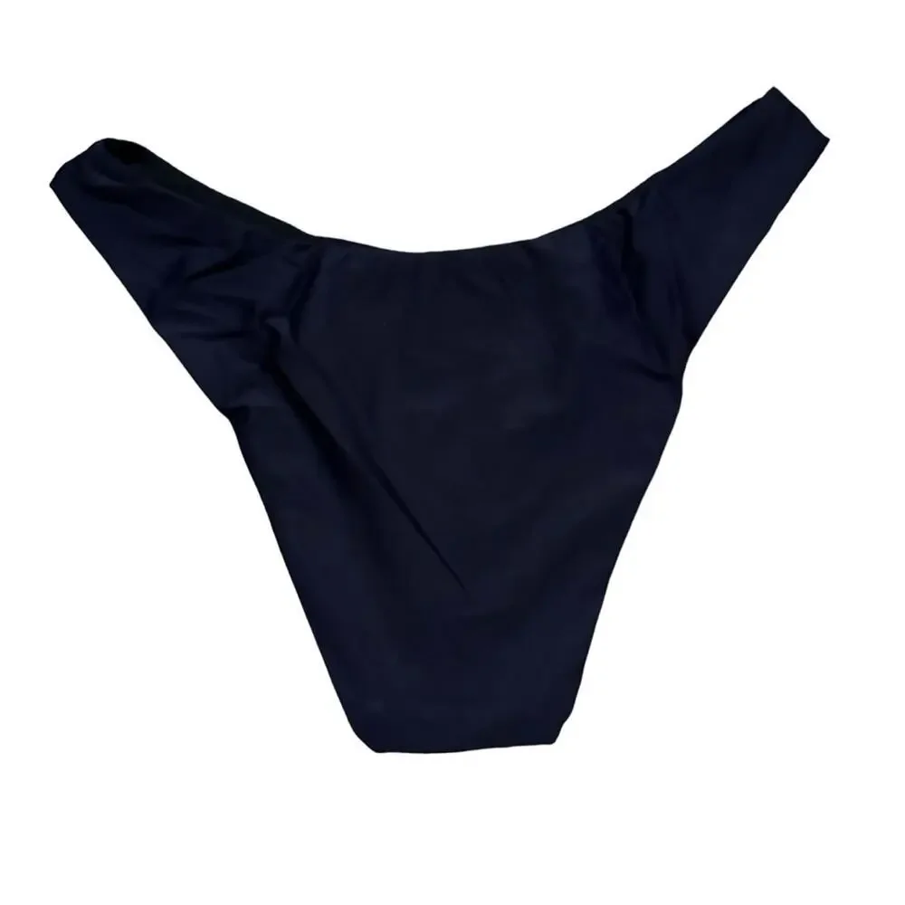 J.‎ Crew Curved-Waist Cheeky Bikini Bottom in Navy Blue Sz S NEW